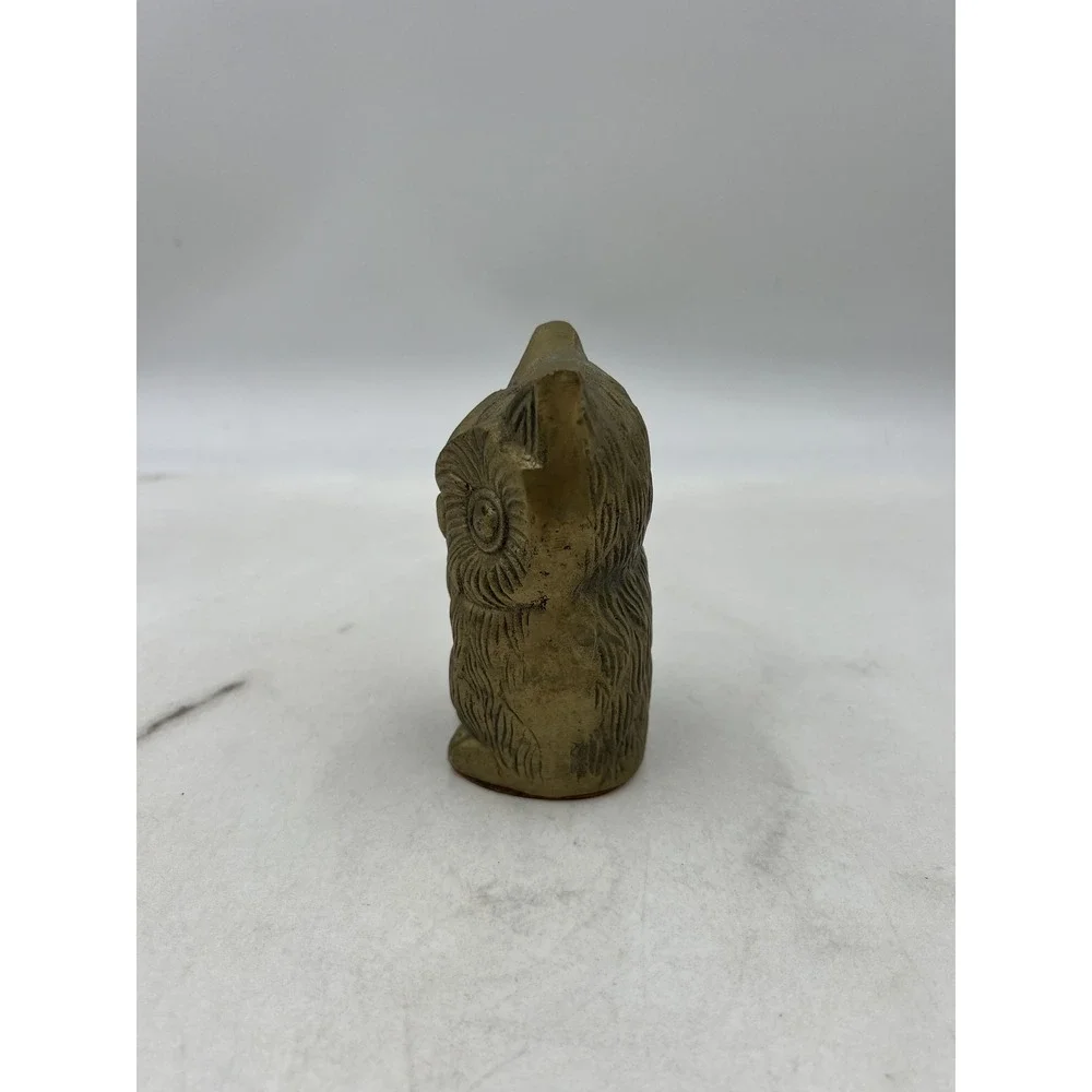 Vintage Brass Owl Figurine Paperweight 4.75